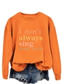 Sweat-shirt orange à manches longues et col rond avec typographie artistique imprimée - S / Orange