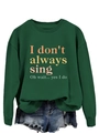 Détail d'un sweat-shirt à manches longues vert foncé avec imprimé slogan et col rond - S / vert foncé