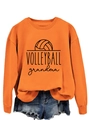Détail des poignets côtelés du sweat orange et de l'imprimé Volleyball Grandma - S / Orange (Police Noire)