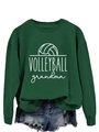 Détail de l'imprimé blanc Volleyball Grandma sur un sweat à col rond vert foncé - S / Vert Foncé (Police Blanche)