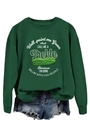Detail van groene sweatshirt met ronde hals en humoristische augurkprint met tekst - S / Donkergroen