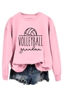 Detail of pink volleyball grandma sweatshirt featuring ribbed cuffs and soft fabric - S / Pink (Black Text)