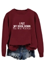 Close-up of white letter print on a burgundy crewneck sweatshirt for a trendy casual look - S / Wine Red (White Font)