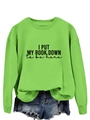 Detail of lime green sweatshirt featuring black art lettering on a flat white background - S / Neon Green (Black Font)