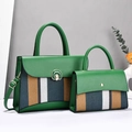 Grünes Handtaschen-Set mit Streifen-Design und Umhängetasche in moderner Farbkombination - Grün