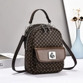 Mini brown plaid backpack for women with leather flap and versatile shoulder straps - Grid Pattern Coffee