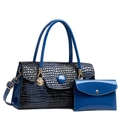Ensemble sac à main bleu avec motif crocodile, breloque méduse et bandoulière réglable - Bleu