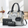 Ensemble chic de 4 sacs à main pour femmes avec motif paysage et portefeuilles noirs - Noir