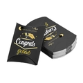 Detail of matte black pillow box with gold foil Congrats GRAD and graduation motifs - Black (Congrats Grad)