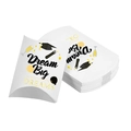 Detail of graduation gift boxes with Dream Big text and academic cap patterns - White (Dream Big)