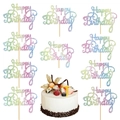 Rainbow glitter Happy Birthday cake topper set with wooden sticks for party decoration - Rainbow Glitter