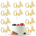 11-teiliges Set gold glitzernde Schmetterling One Kuchendeko für Baby 1. Geburtstag - One mit Schmetterling Set / Gold