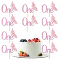 Rosa Glitzer-Schmetterling One Kuchendekoration Set für den ersten Babygeburtstag - One mit Schmetterling Set / Rosa