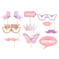 Set accessori per foto farfalla con corona glitterata e maschere colorate per feste - Set Accessori Photobooth Farfalla