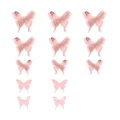 Pink double-layer 3D butterfly wall stickers set with hollow and solid decorative designs - Rose Gold Card + Pink Card
