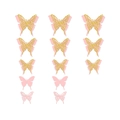 3D double-layer butterfly wall decor set with pink base and gold glitter hollow wings - Glitter Gold + Pink Card