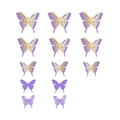 Set of 13 purple and gold 3D double-layer butterfly wall stickers for party decorations - Gold Card + Purple Card