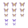 Detailed components of double-layer 3D purple and gold glitter butterfly wall stickers - Glitter Gold + Purple Card
