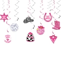 Disco cowgirl party hangende versieringen met roze laarzen en glitter spiralen - Disco Hangende Spiralen
