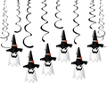 Set di 6 decorazioni di Halloween con fantasmi appesi, spirali nere e cappelli da strega - Set da 6 Pezzi (Fantasma Cappello da Strega Spirale)