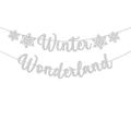 Sparkling silver glitter Winter Wonderland banner with snowflakes for Christmas party decor - Winter Wonderland Letter Banner