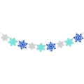 Glittery silver and blue snowflake garland banner for winter party decorations - Three-Color Snowflake Garland