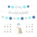 Winter birthday party decoration set with glittery snowflakes and festive banner - Blue Style (款式二蓝色)