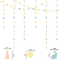 Dettaglio della ghirlanda di Pasqua con coniglietti pastello e misure indicate - Coniglietto Macaron e Cerchi / Stile 2 (3 Metri)