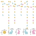 Ghirlanda coniglietto di Pasqua con pois dorati e conigli rosa-blu per decorazione - Punti d'Oro Scintillanti e Coniglietti / Stile 3 (3 Metri)