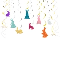Bunte Glitzer Osterhasen Spiralen Girlanden Set für festliche Osterparty Decken Dekoration - Glitzer Hase Spiral Set (8 Hasen + 12 Spiralen)