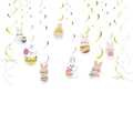 Bunte Ostern Spiralhänger Set mit Cartoon Hasen und Eier Dekorationen für Partys - Cartoon Hase & Ei Spiral Set (8 Muster + 12 Spiralen)