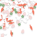 Easter party confetti set with white rabbits, orange carrots, and green flowers decorations - 100pcs / Style 1 (Pink)