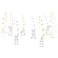 Easter hanging spiral decorations set with cartoon bunnies and shiny foil swirls - Hanging Spirals