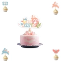 Decorazione per torta Happy Easter con coniglietti e farfalle su torta bianca - Decorazione per torta