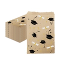 Brown kraft paper graduation gift bags featuring mortarboard and scroll festive patterns - Kraft Paper / Kraft Paper Color