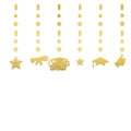 Close-up of gold glitter graduation garland with Congrats Grad letters and mortarboard - Gold Style