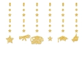 Glittery gold graduation hanging swirls with congrats grad motifs and mortarboard charms - Glitter Gold Style