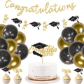 Set decorazioni laurea oro e nero con striscione di auguri e topper per torta festosa - Fascio Decorazione Laurea