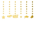 Detailed set of 2024 graduation hanging streamers with gold stars and mortarboards - Gold Style (Class of 2024)