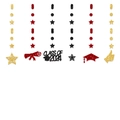 Class of 2024 graduation banner with gold red black glitter stars and hanging scrolls - Glitter Black+Gold+Red Style (Class of 2024)