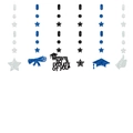 Sparkly black blue silver graduation hanging banner set with we are so proud of you sign - Glitter Black and Silver and Blue