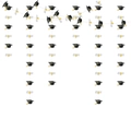 Graduation party banner featuring black mortarboards and white diplomas with yellow ribbons - Graduation Theme Style