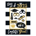 2025 graduation photo booth props kit with black and gold glitter cardstock designs - Black Gold Frame and Set