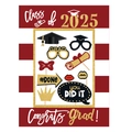 Class of 2025 graduation photo booth props set with frames and party accessories - Red Frame and Set