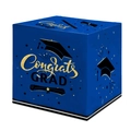 Scatola blu per laurea con scritta dorata Congrats GRAD e decorazioni a tocco - Scatola di Votazione Laurea Scatola dei Messaggi / Blu