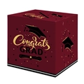 Scatola porta biglietti laurea bordeaux con scritte Congrats GRAD dorate e tocco - Scatola di Votazione Laurea Scatola dei Messaggi / Rosso