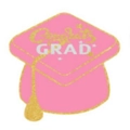 Biglietto a forma di tocco rosa con scritta Congrats Grad oro per decorazione festa - Rosa
