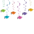 Décorations de fête de remise de diplômes avec chapeaux colorés et spirales suspendues - Spirales Suspendues Toque