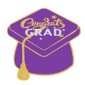 Tarjeta de graduación morada con texto Congrats GRAD dorado y borla decorativa - Púrpura
