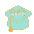 Tarjeta de graduación verde menta con texto Congrats GRAD dorado para suministros 2026 - Verde